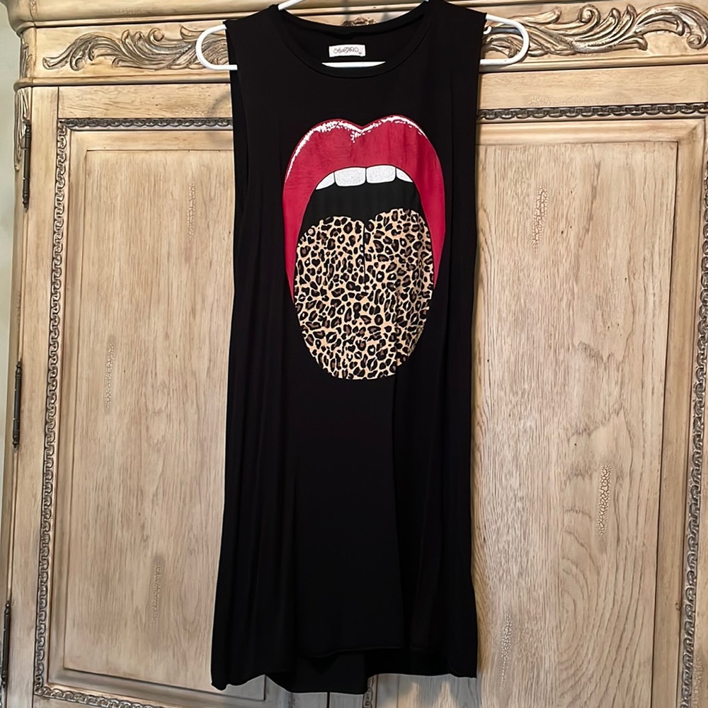 Lauren Moshi leopard tongue t-shirt dress XS